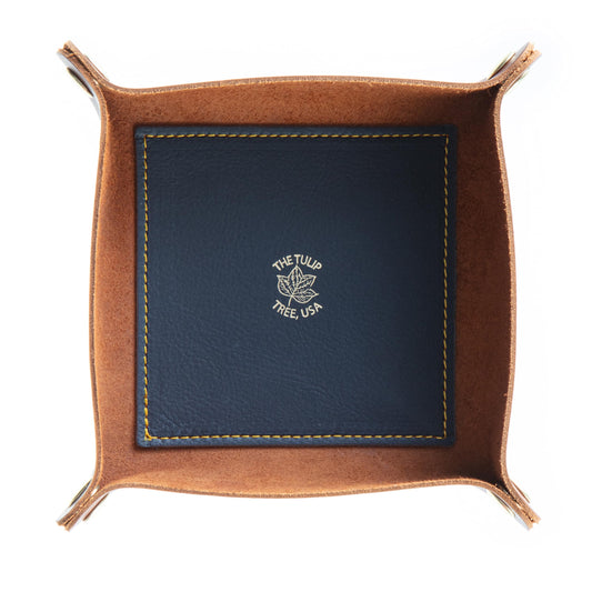 Medium Valet Tray in Old English Chestnut and Blue Gold