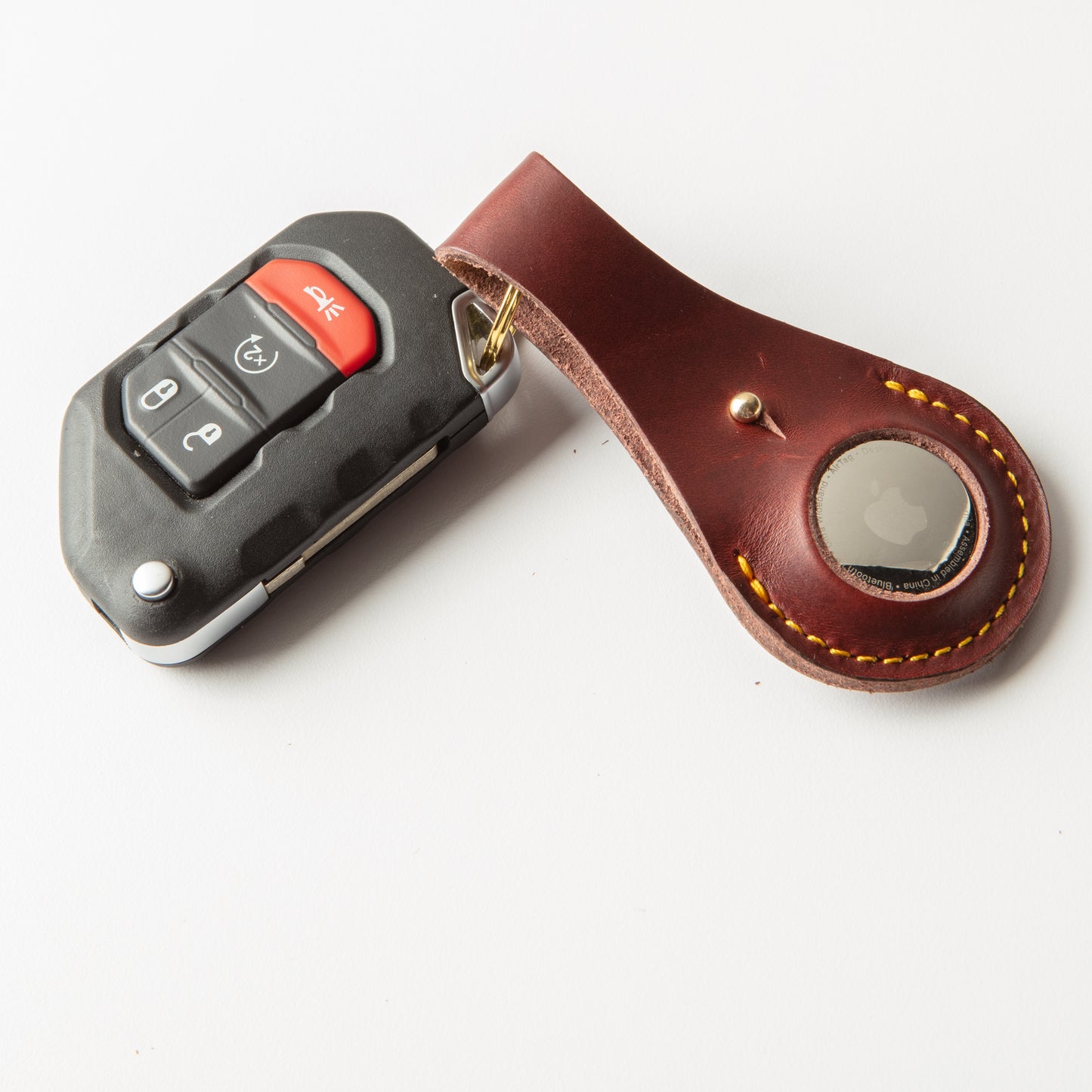 Burgundy Airtag Compatible Key Chain