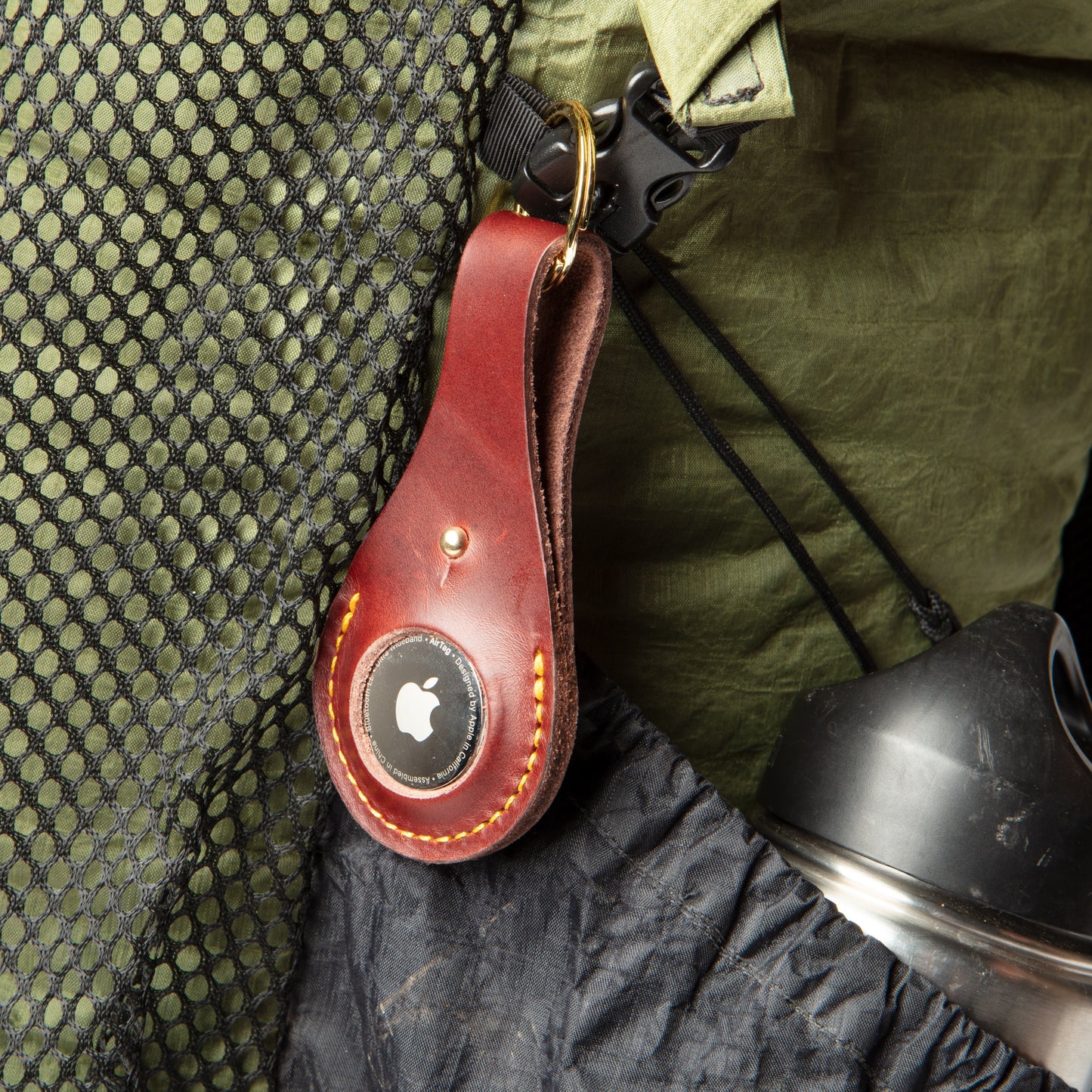 Burgundy Airtag Compatible Key Chain