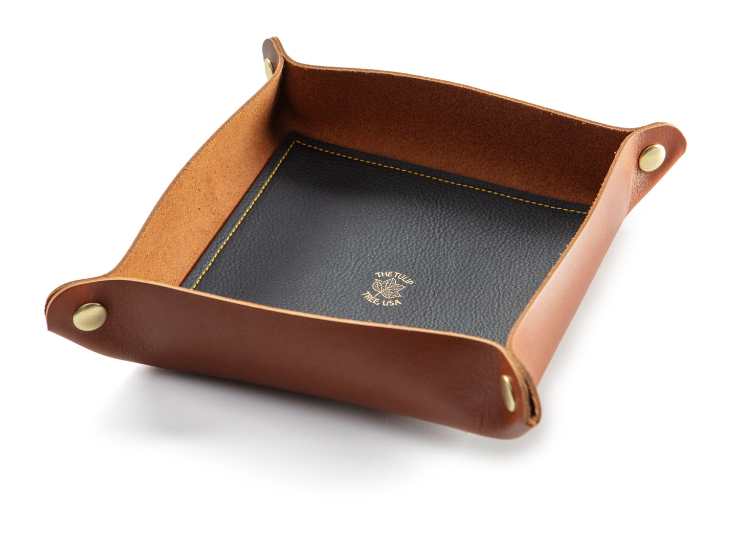 Large Valet Tray in Old English Chestnut and Blue Gold