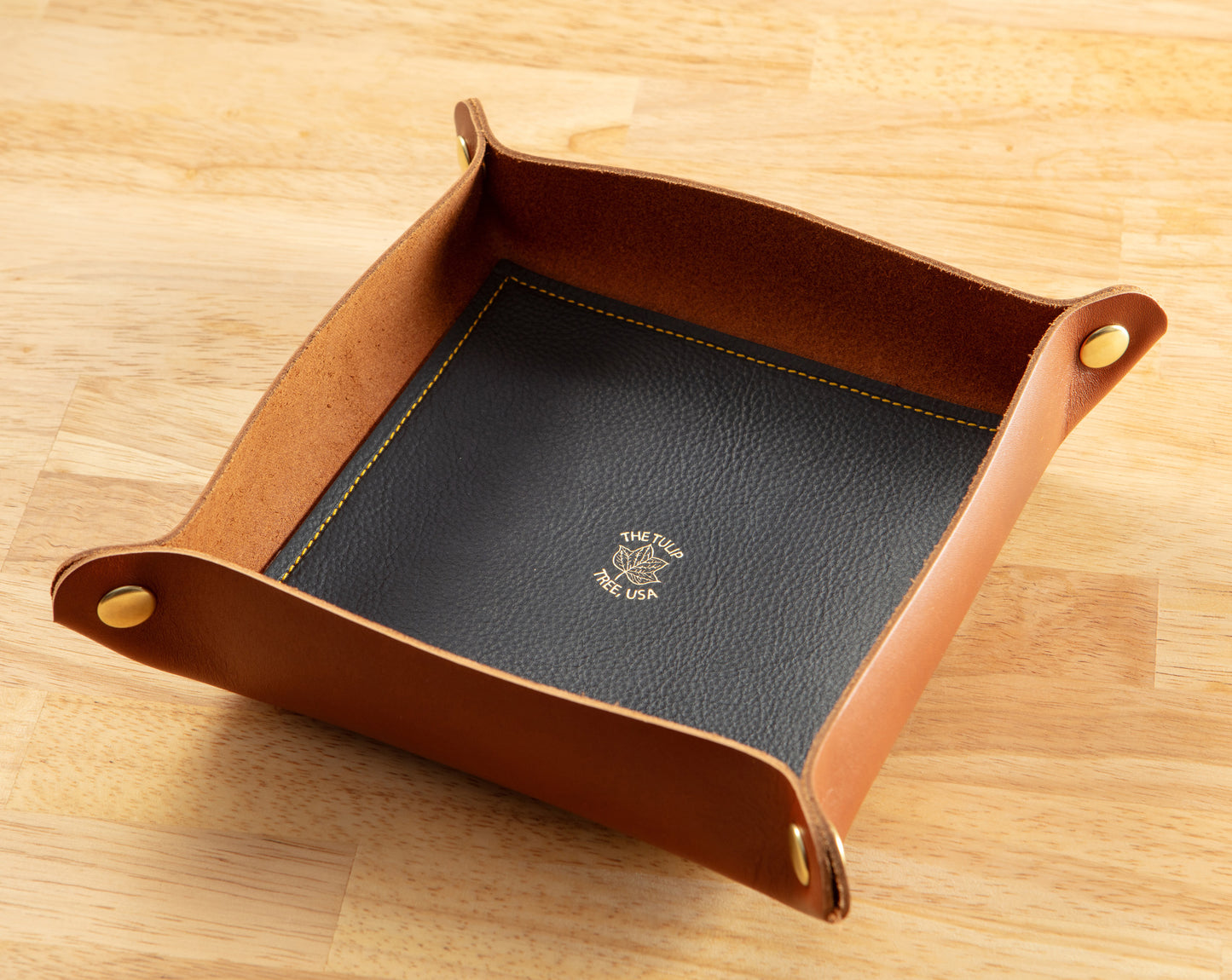 Large Valet Tray in Old English Chestnut and Blue Gold